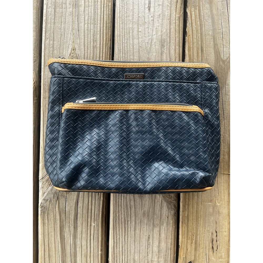 Joan‎ & David Navy Blue And Tan Woven Cosmetic Bag Makeup Toiletries